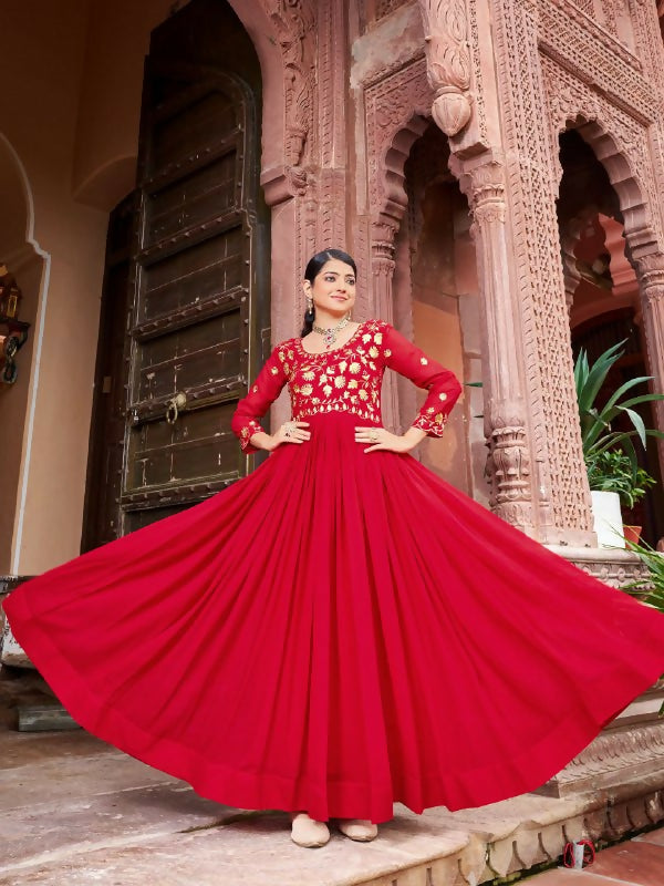 Joban Fashion Maroon Readymade Dress With Sequins embroidery Work - Distacart