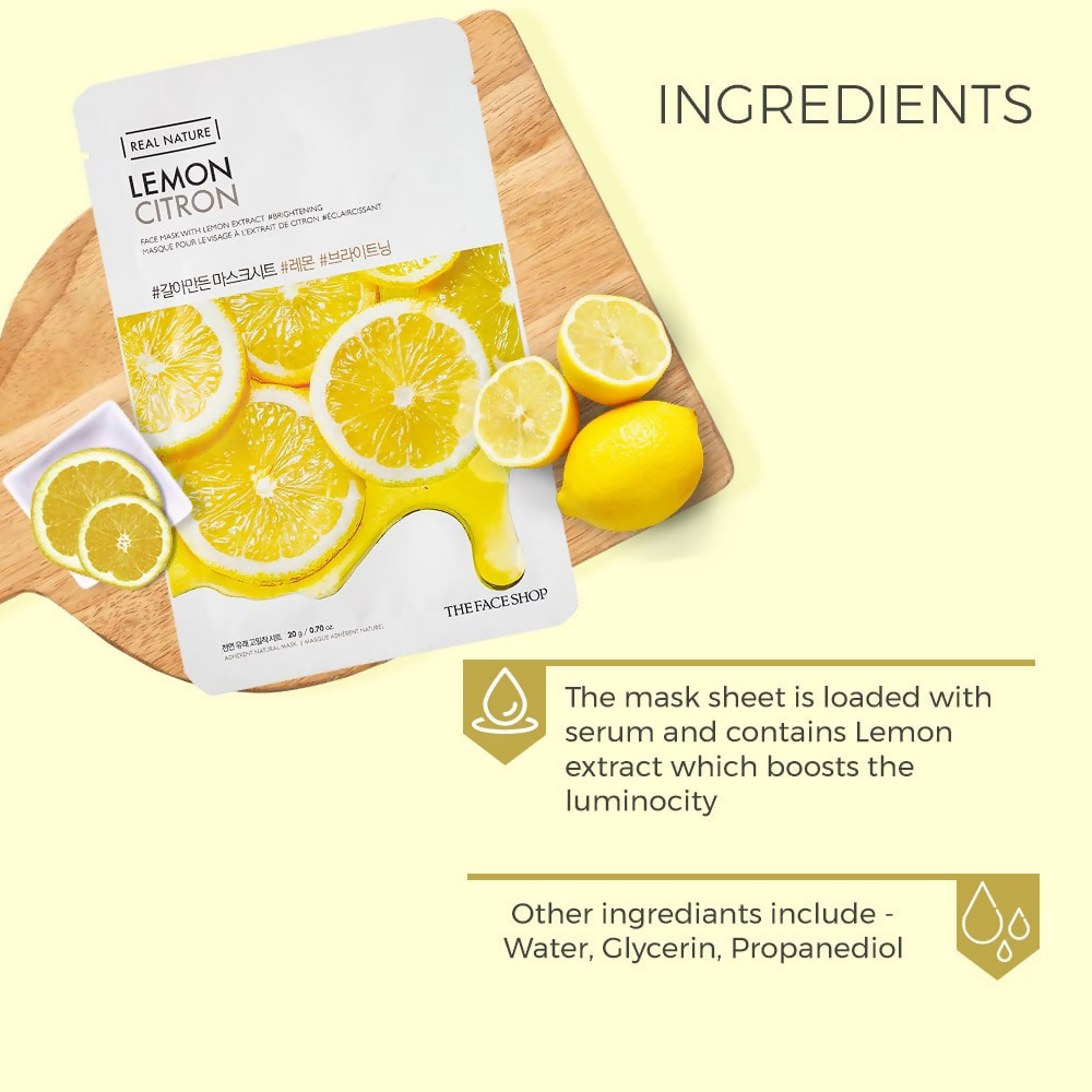 The Face Shop Real Nature Lemon Face Mask - Distacart