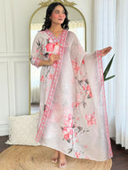 The52 Women's Beautiful Rayon Fabric Printed Work Straight Kurta Pant and Dupatta Set - Distacart