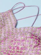 House of Panchhi Lavender Organza Floral Printed Lehenga choli & Dupatta
