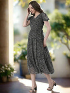 Souchii Black And White Floral Chiffon Maxi Dress For Women – Souchii