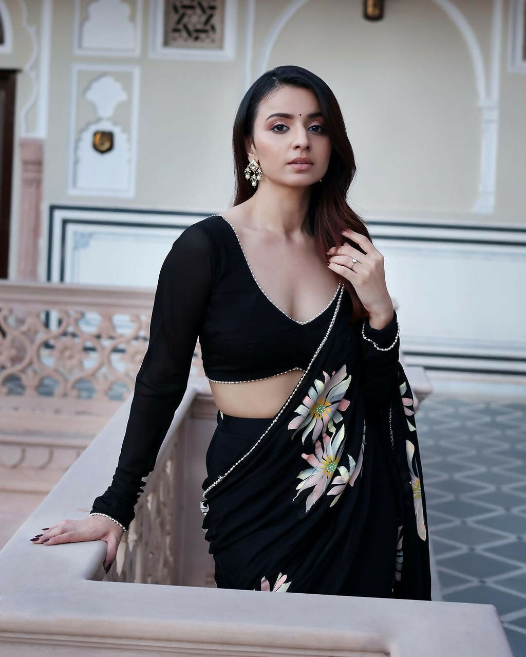Exclusive Collection Black Party Wear Ruffle Georgette Saree