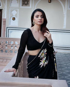 Exclusive Collection Black Party Wear Ruffle Georgette Saree