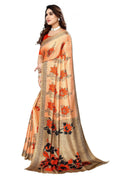 Vamika Orange Printed Art Silk Saree