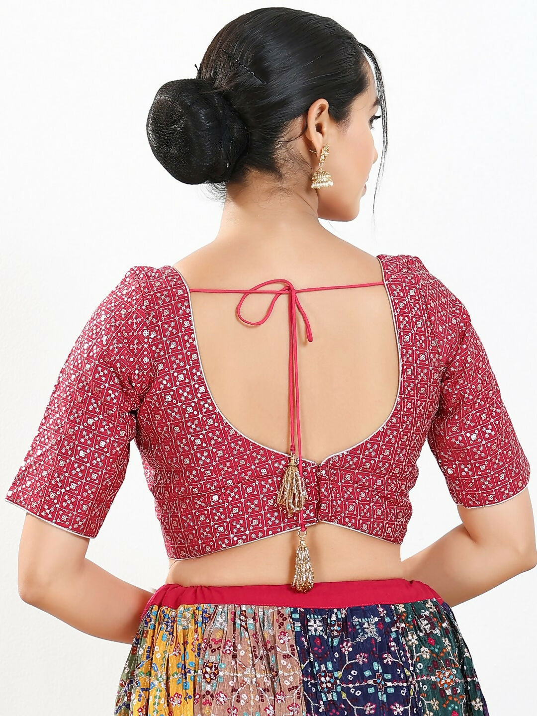 Joban Fashion Pink Silk Padded Blouse With Sweetheart Neck Elbow Sleeves - Distacart
