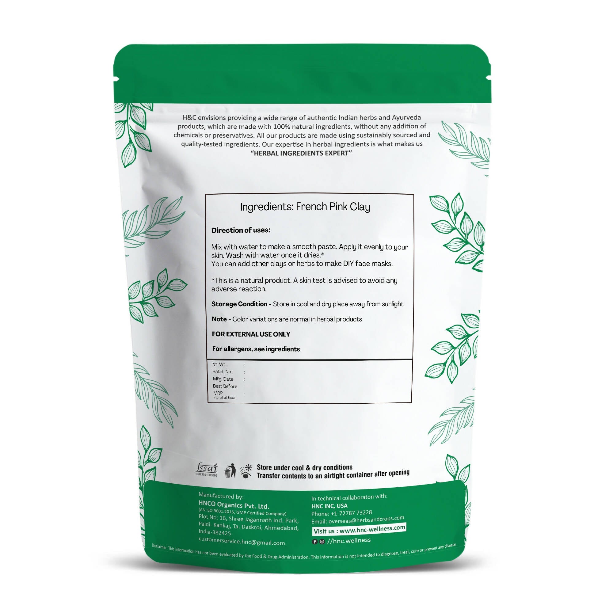H&C Herbal French Pink Clay Powder