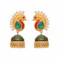 Nuyug 22K Gold Plated Pearls Studded Contemporary Shaped Enamel Jhumkas - Distacart