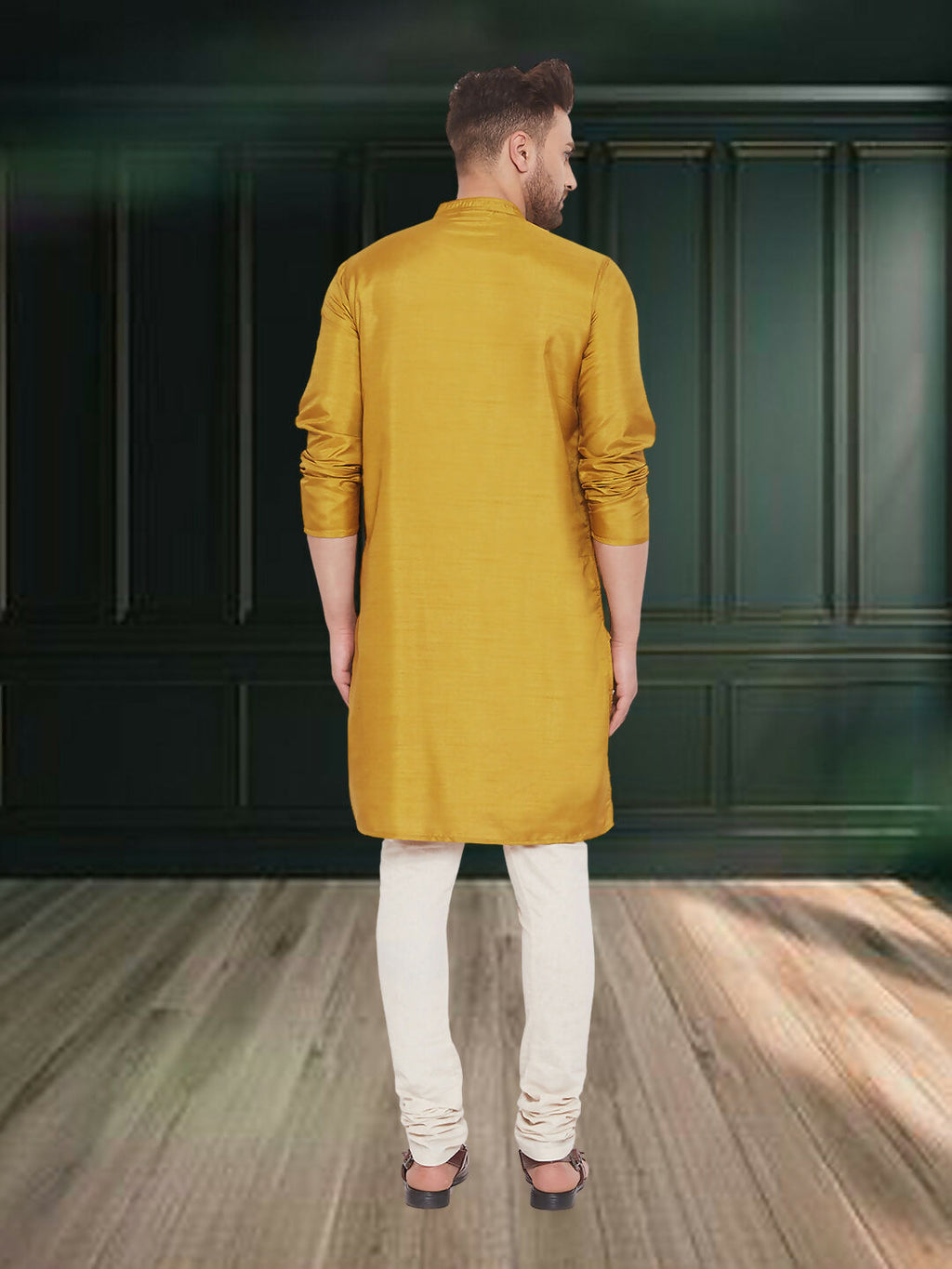 Even Apparels Men's Art Silk Beige Kurta