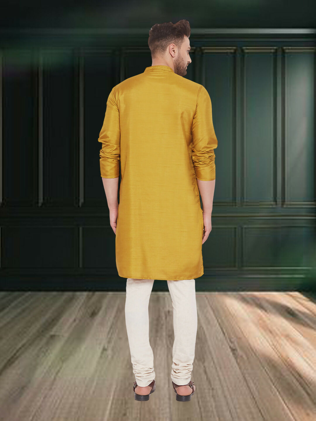 Even Apparels Men's Art Silk Beige Kurta