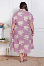 Miravan Plus Size Womens Lavender Floral Printed A-Line Maxi Dress - Distacart