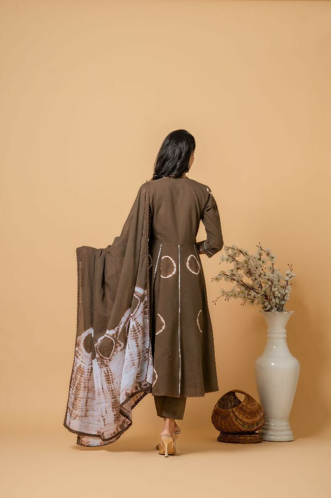 Joban Fashion Brown Tie & Dye Cotton Suit Set - Distacart