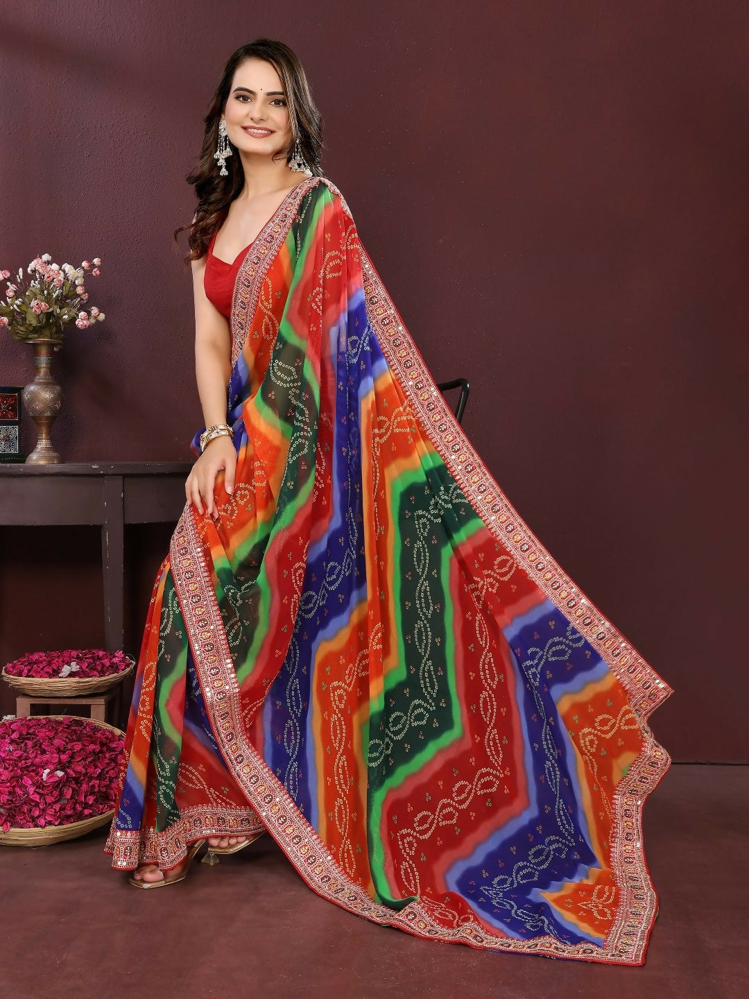 Ai Fashion Multi Georgette Digital Print Party Wear Saree - Distacart