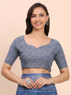 Shree Shyam Fashion Linen Cotton Indigo Blue Saree - Distacart