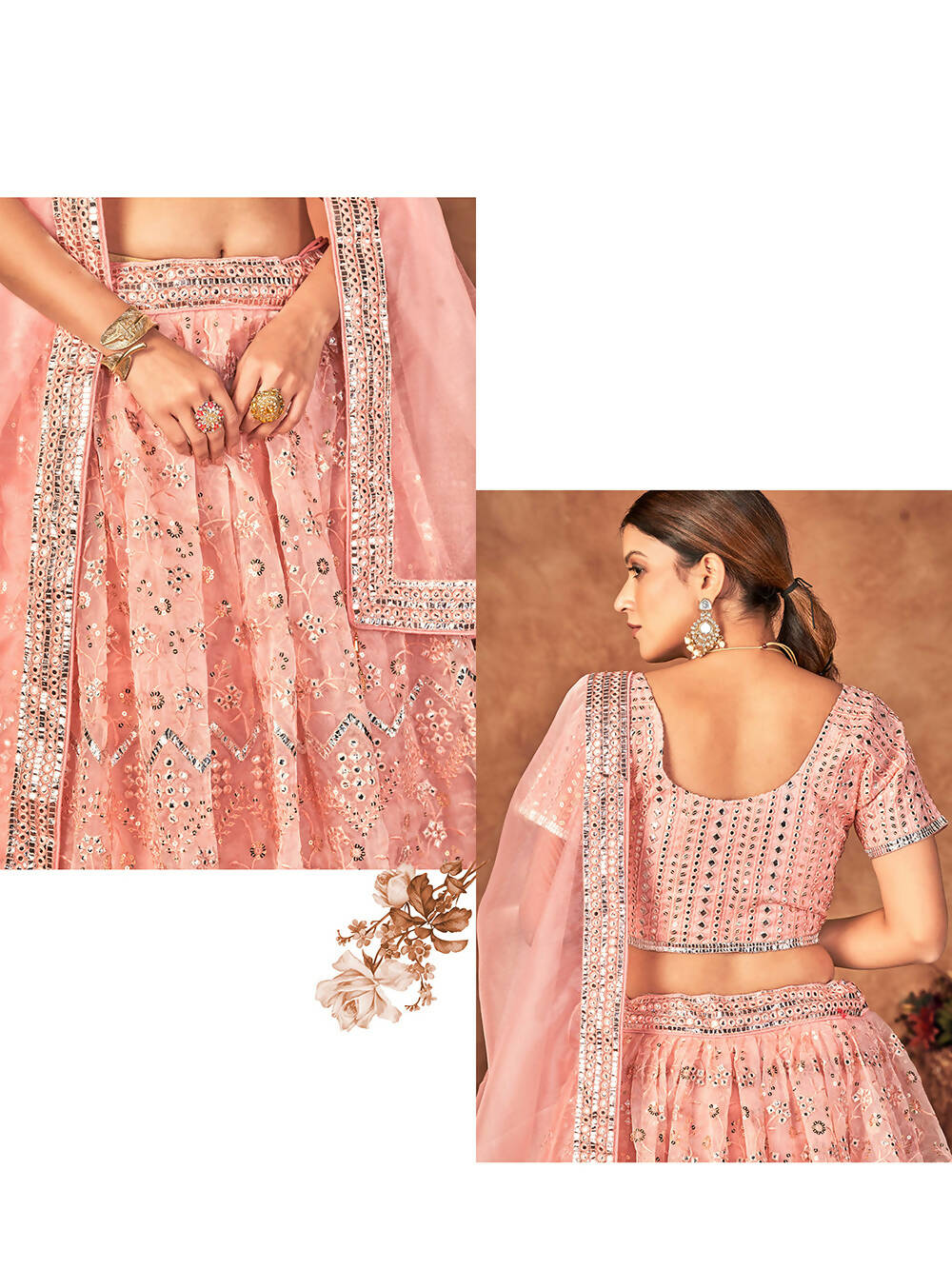 Wedding Designer Pink Organza lehengha Choli - Anbazaar - Distacart
