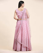 Pink Pure Viscose Georgette Sequence Embroidery work Lehenga Choli with Dupatta - Aakriti