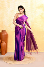 Piyari Fashion Women's Violet Dual Tone Organic Tissue Saree With Blouse Piece - Distacart
