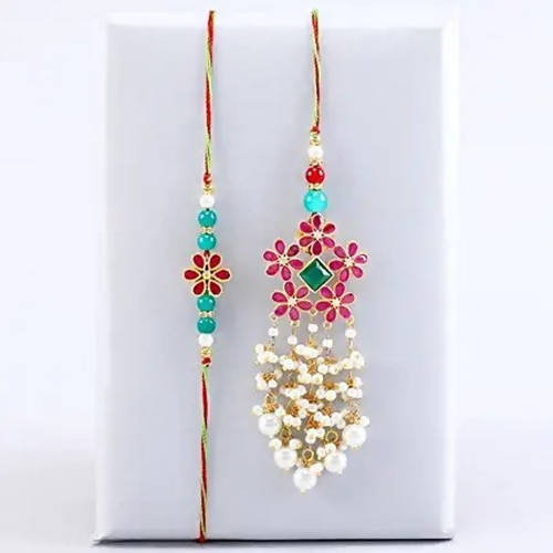 Soothing Floral Lumba Rakhi Set & Cashew Jar