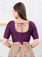 Joban Fashion Wine Dupion Silk Elbow Sleeveless Front Open Blouse