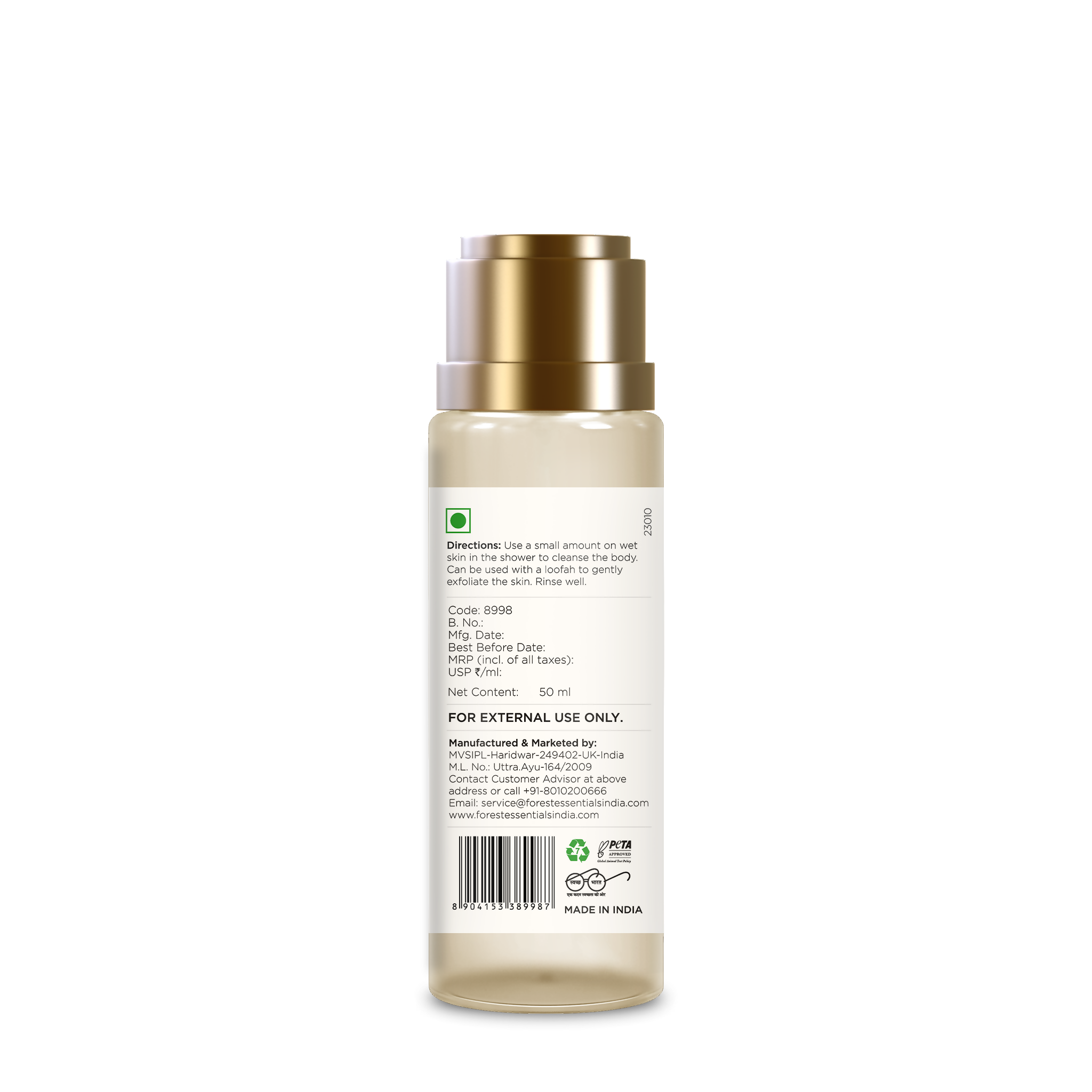 Forest Essentials Travel Size Silkening Shower Wash Oudh & Green Tea