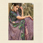 Purple Gajji Silk Diamond With Handwork Saree With Unstitched Blouse - Norita Gajri