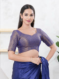 Joban Fashion Royal-Blue Tissue Elbow Sleeveless Back Open Blouse