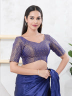 Joban Fashion Royal-Blue Tissue Elbow Sleeveless Back Open Blouse
