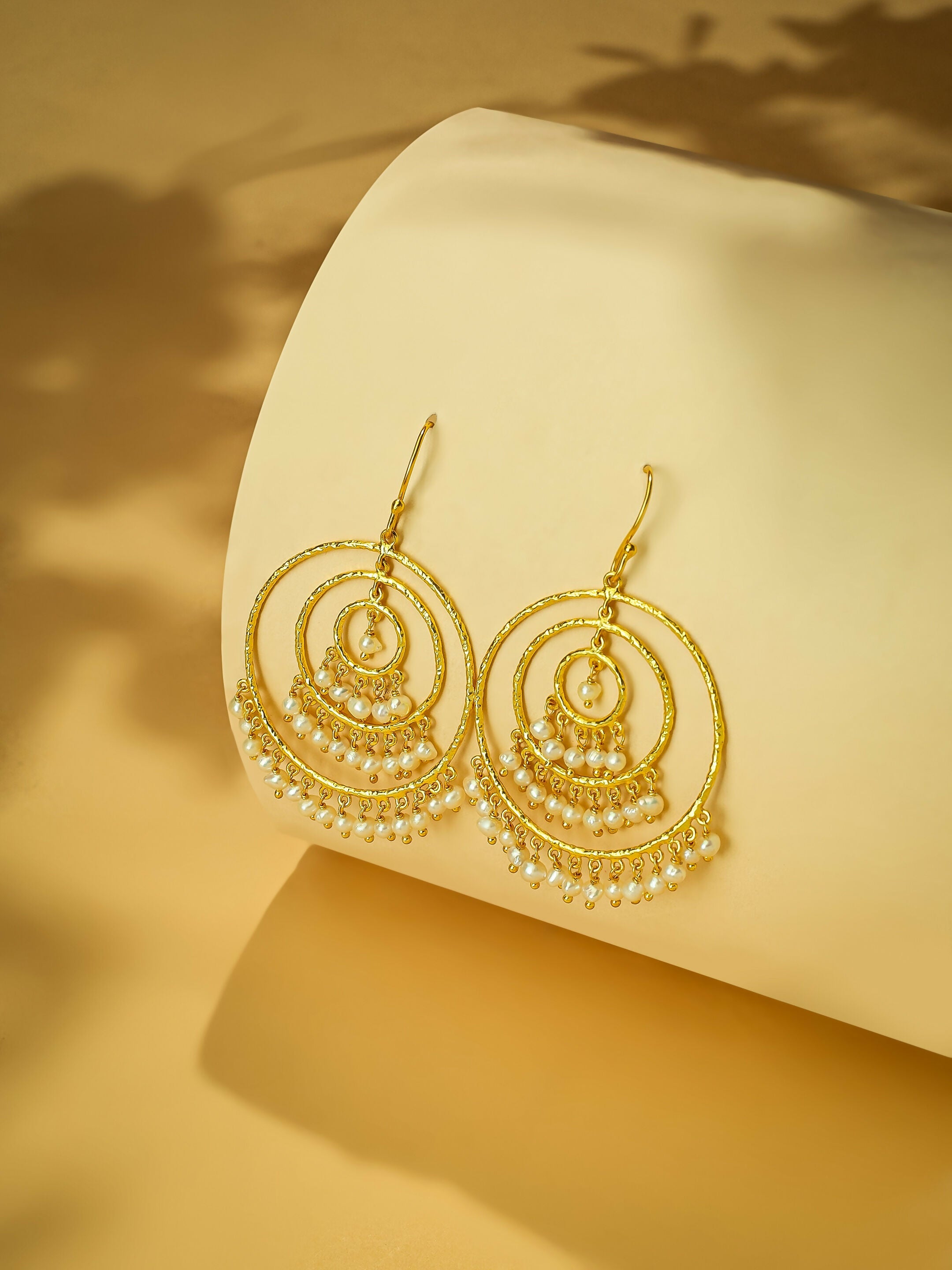 Nuyug 18k Triple Pearl Hoop Anti Tarnish Earrings - Distacart