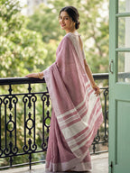 Shree Shyam Fashion Magenta Linen Saree - Distacart