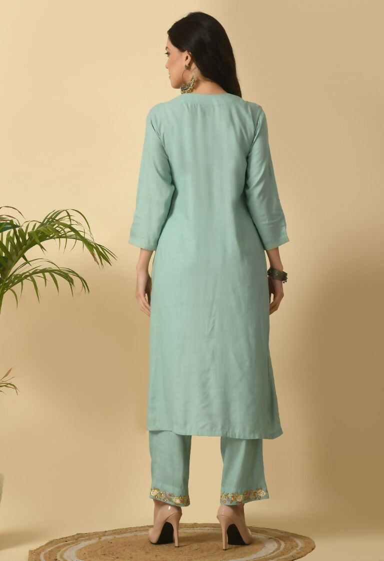 Joban Fashion Sea Green Cotton Rayon Kurta Set