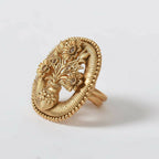 Mominos Fashion Joharkamal Gold-Polished Stone Studded Adjustable Finger Ring - Design 15