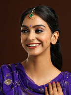 Ruby Raang Green Tear Drop Green Meenakari Maang Tikka - Distacart