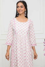 Myshka Women White Floral Rayon Straight Round Neck Kurtas - Distacart