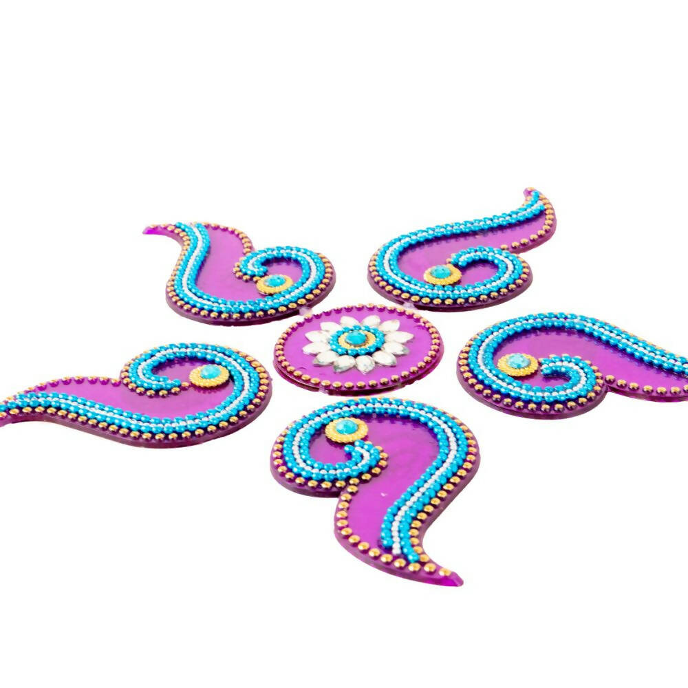 Kundan HandiKrafts Curved Designer Rangoli Purple (Baby) - Distacart