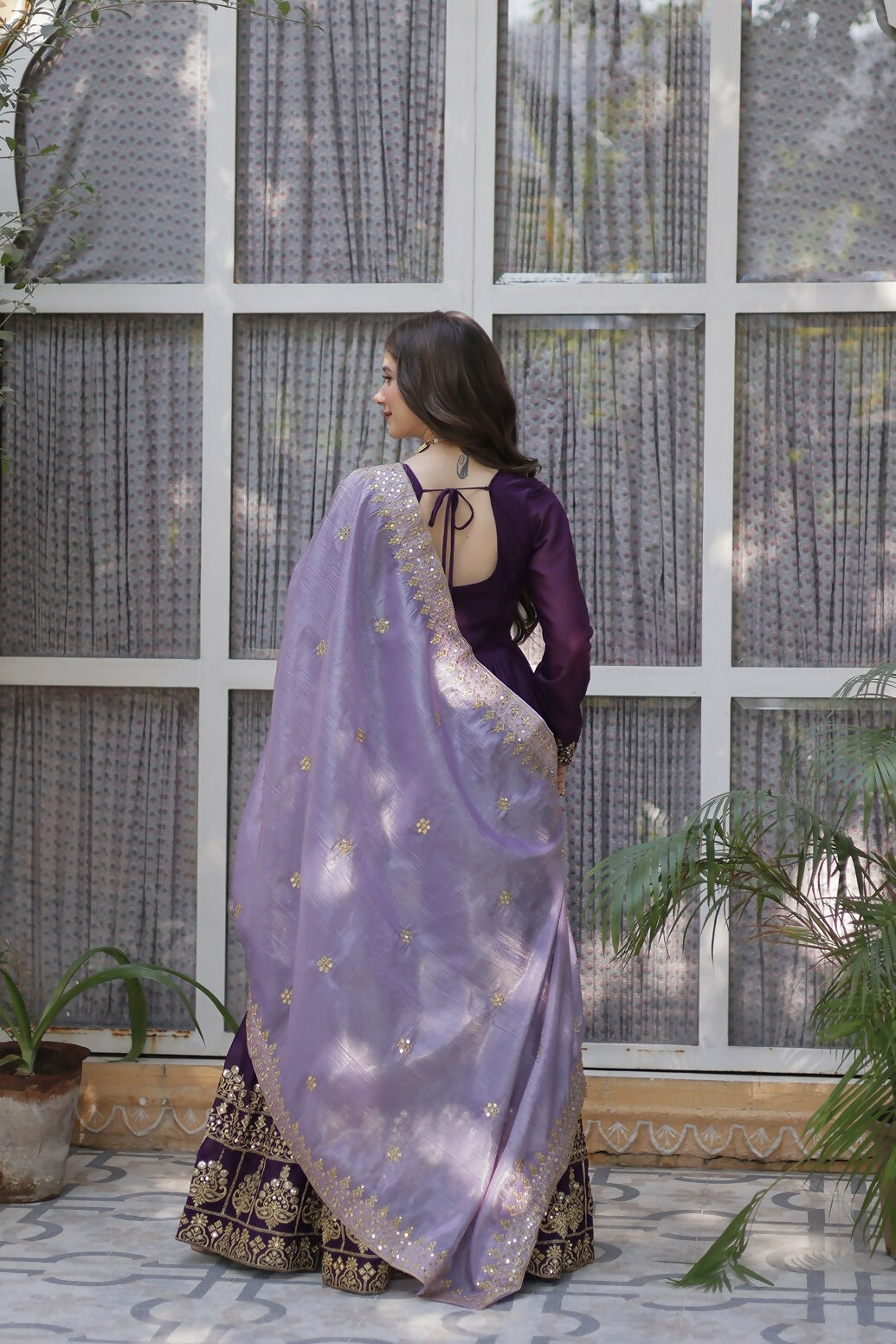 Joban Fashion Purple Georgette Sequence Embroidery Work Kurta Set - Distacart