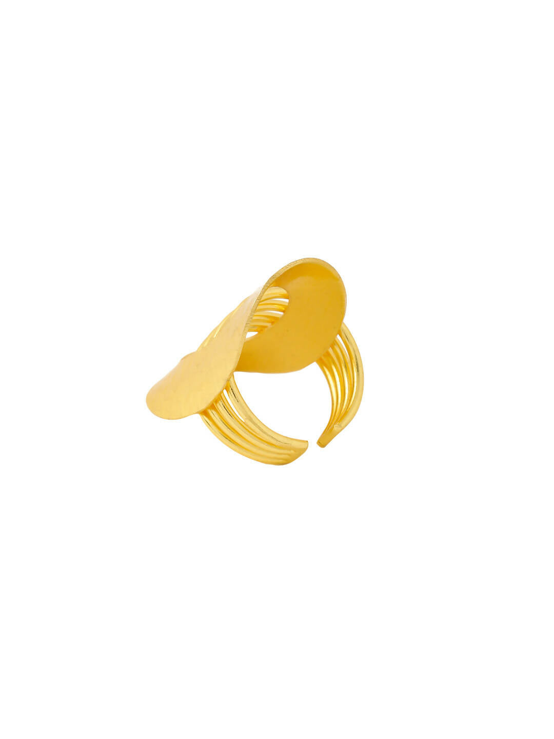 NVR Women's Western Gold-Polished Adjustable Finger Ring