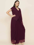 Women Republic Bronze Georgette Jacket With Skirt - Distacart