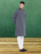 Even Apparels Men's Pure Cotton Grey Striped Kurta