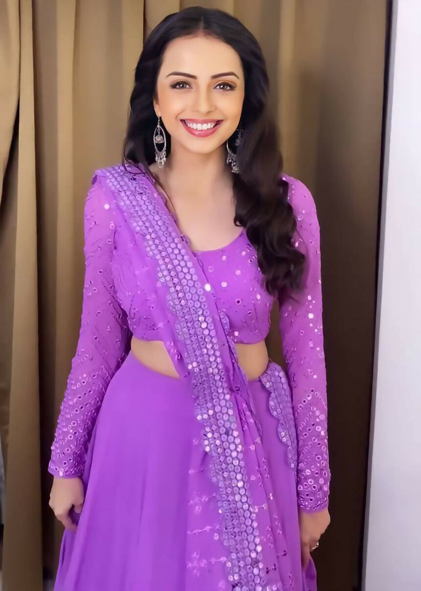 Jyoti Fashion Beautiful Lavender Sequence with Thread Embroidery work Faux Georgette Lehenga Choli with Dupatta
