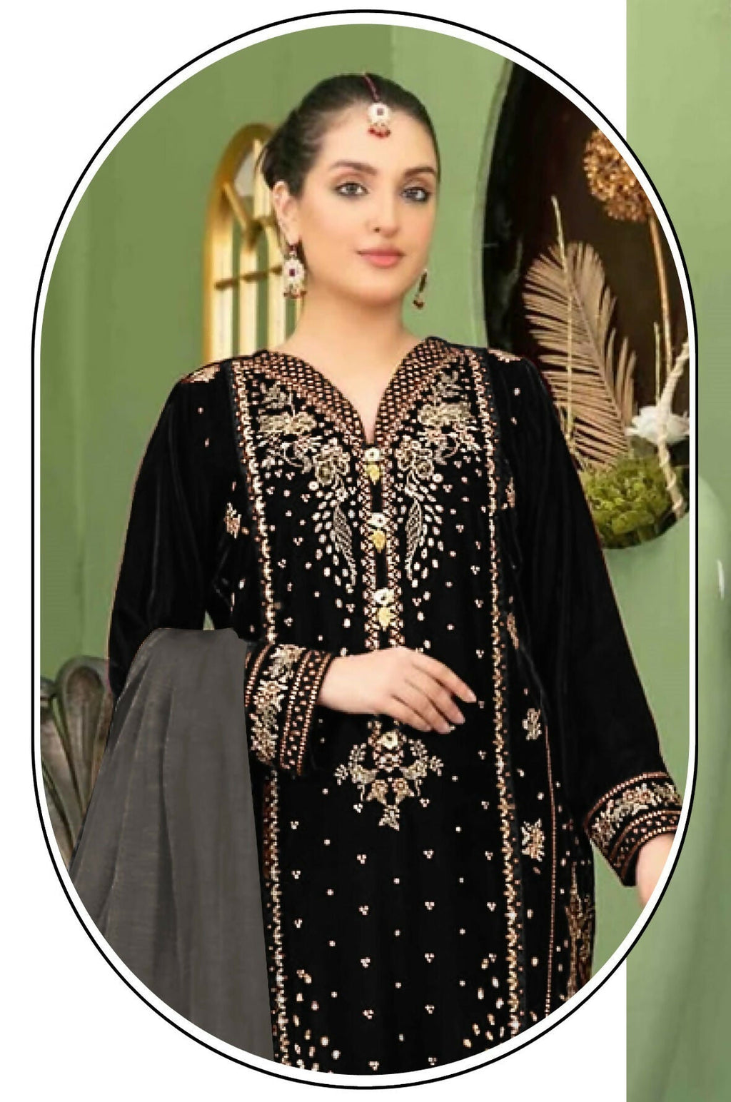 Anaita Black Velvet Suit with Embroidery Sequence Work - Distacart