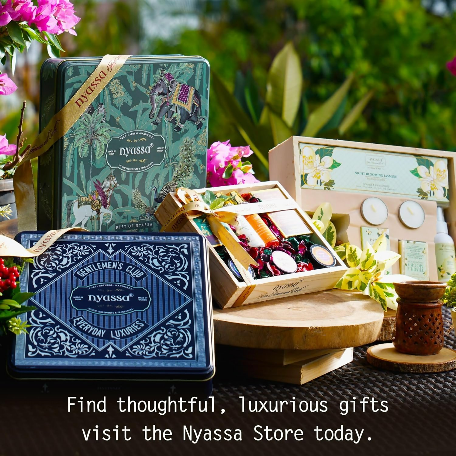 Nyassa Premium Bath and Body Treats Wooden Gift Set Kit