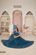 Eilara Blue Net Thread With Zari Sandwich Sequins Embroidered Work Lehenga Choli