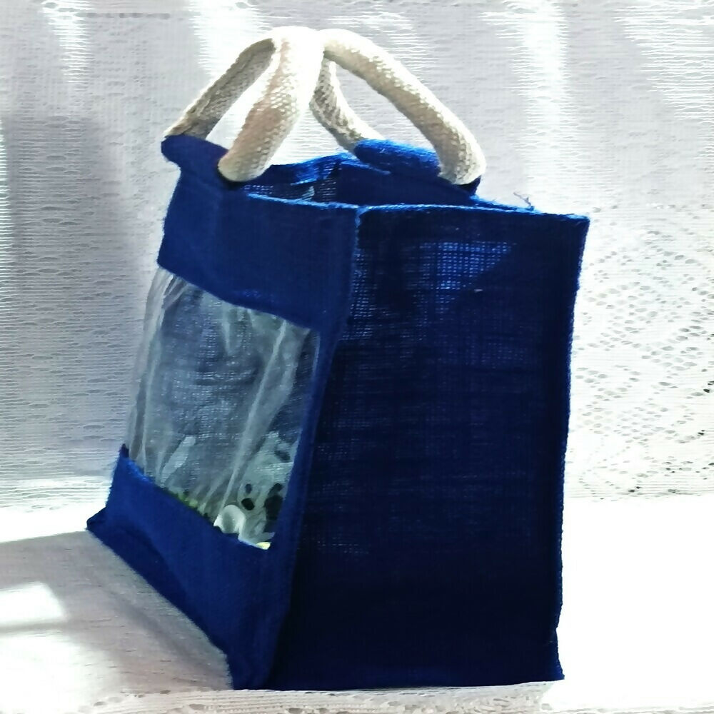 Jute Blue Transpaent Bags Simple, Casual & Very Handy