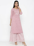 Miravan Women's Cotton Floral Print Straight Kurta And Palazzo Set