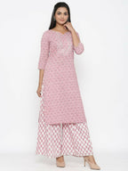 Miravan Women's Cotton Floral Print Straight Kurta And Palazzo Set
