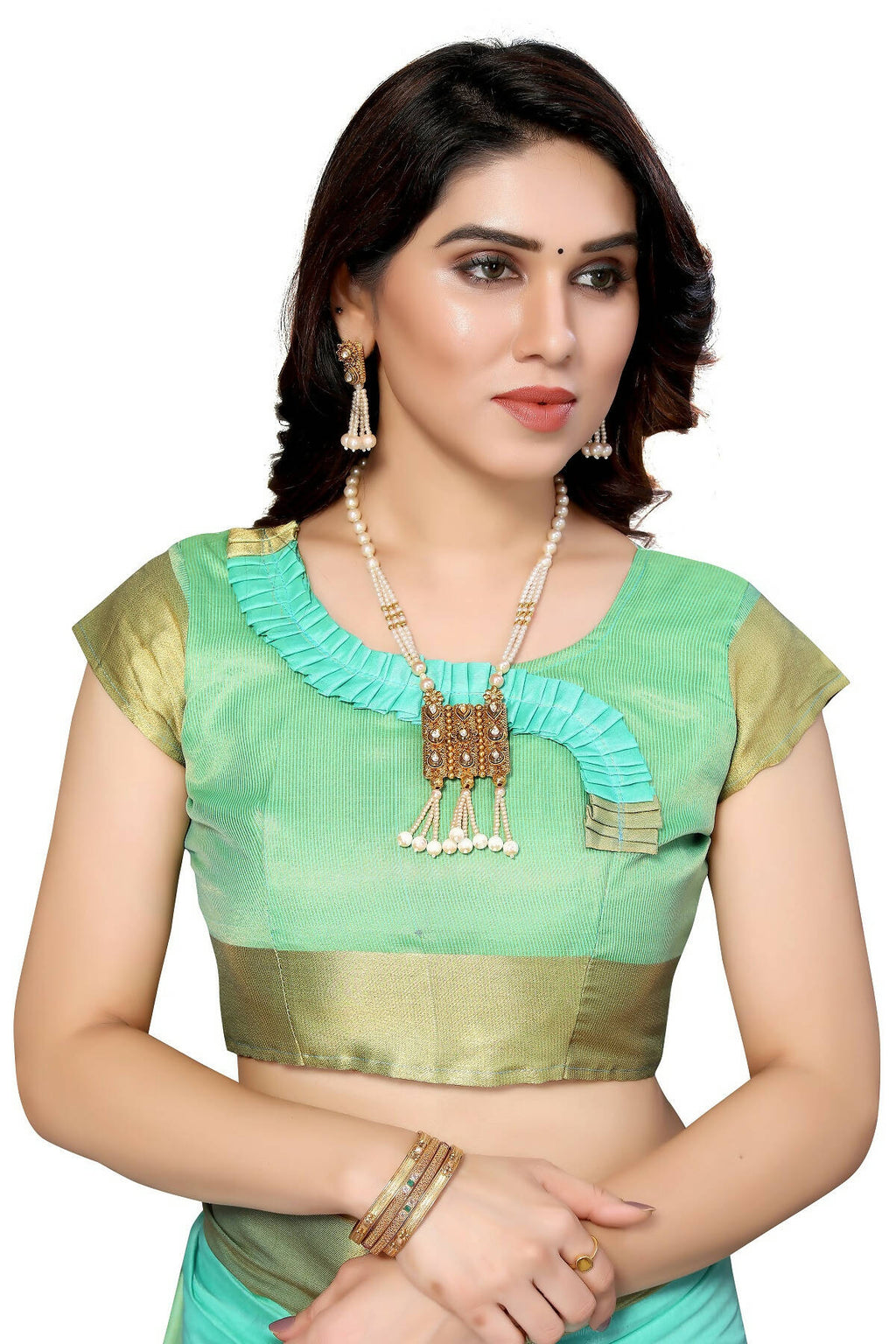 Vamika Sky Blue Cotton Polyester Silk Weaving Saree - Distacart