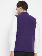 Even Apparels Purple Wool Men's Nehru Jacket-Contrast Lining-Inbuilt Pocket Square - Distacart