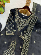 Teeya Creation Black Color Gimmychu Silk Embroidery Work Wedding Wear Salwar Suit - Distacart