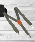 Manet Boys Solid Suspenders - Bottle Green