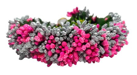 Pink & Silver Pollens Bridal Hair Gajra