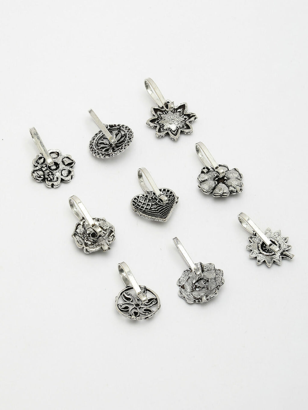 NVR Women's Set of 9 Silver-Plated German Silver Nose Pins